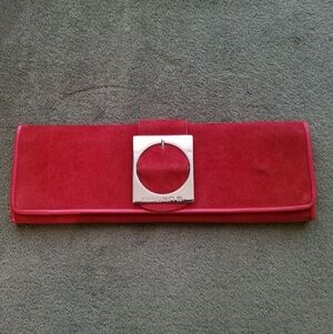 - Arden B Red Suede Clutch Bag